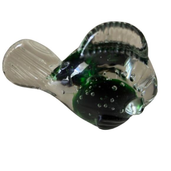 Glass Green Inside Color Blow Fish Murano Style Paperweight 4"L x 3"H - Picture 3 of 4